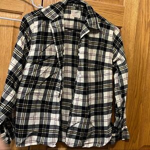 Classic Black and White Plaid Women's Button Down Shirt